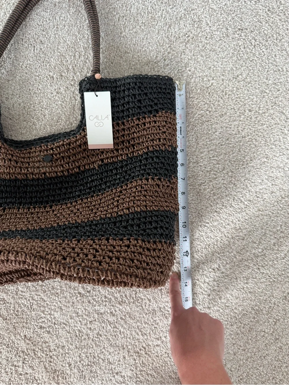 Calla Brown & Black Striped Crochet Tote